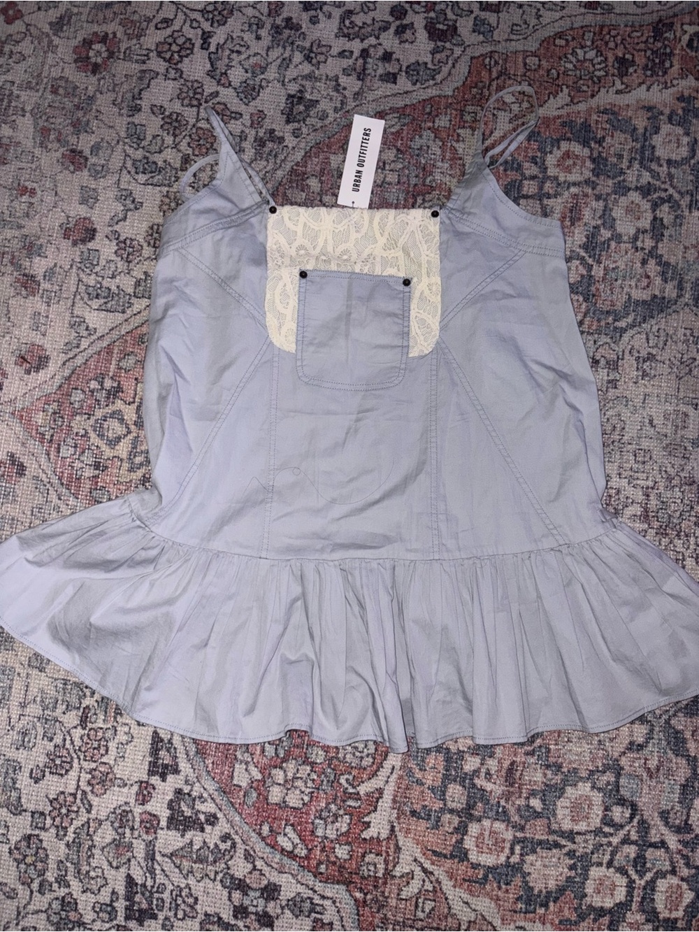 Light blue  Lace-Accent Ruffle Camisole